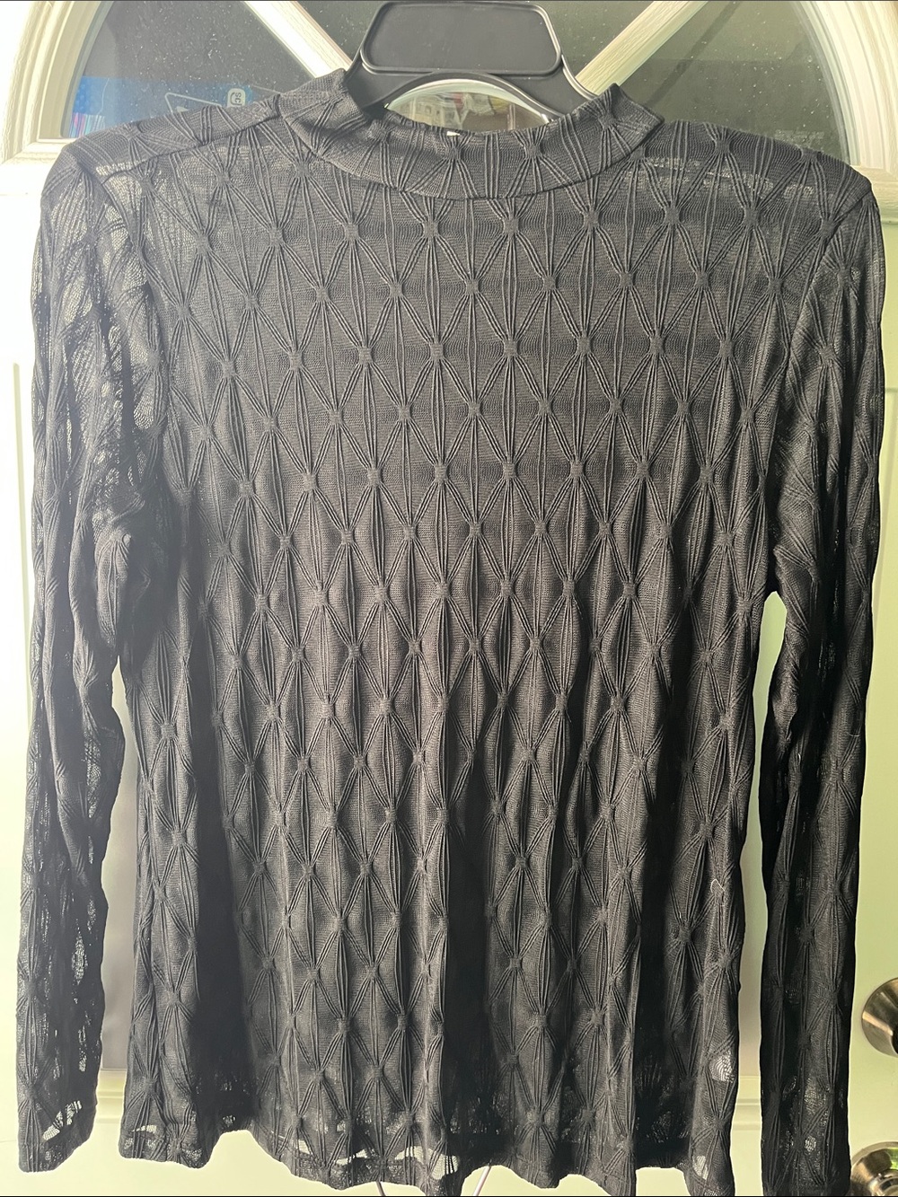 Maurices Black Sheer Textured Long Sleeve Blouse